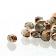 True2™ Czech Fire polished faceted glass beads 2mm - Crystal capri gold